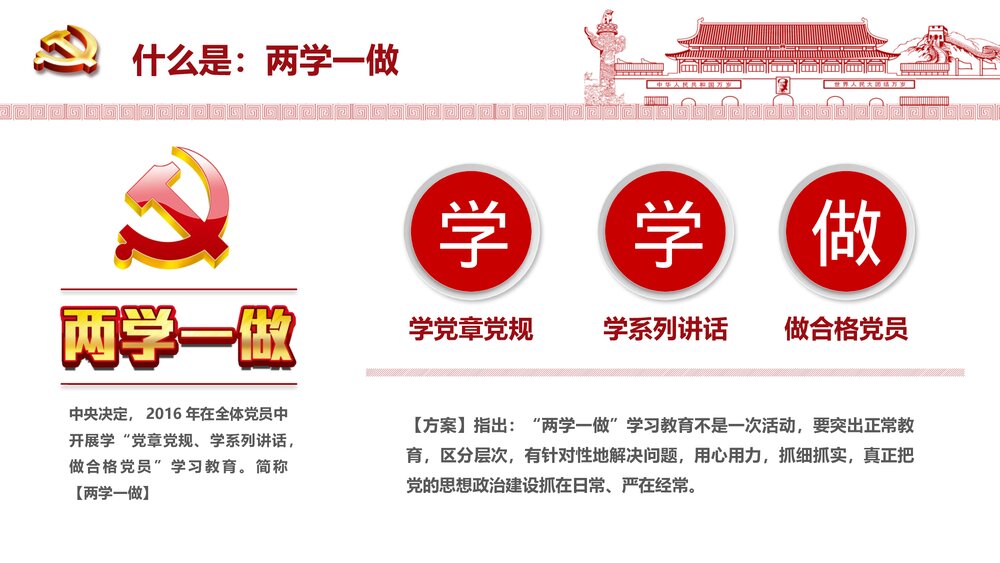 两学一做·党课学习教育专题PPT课件(带内容文字·可编辑修改)6