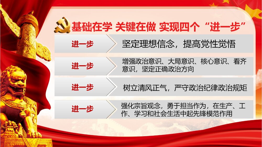 全国党员开展“两学一做”学习教育专题PPT课件(带内容文字·可编辑修改)10