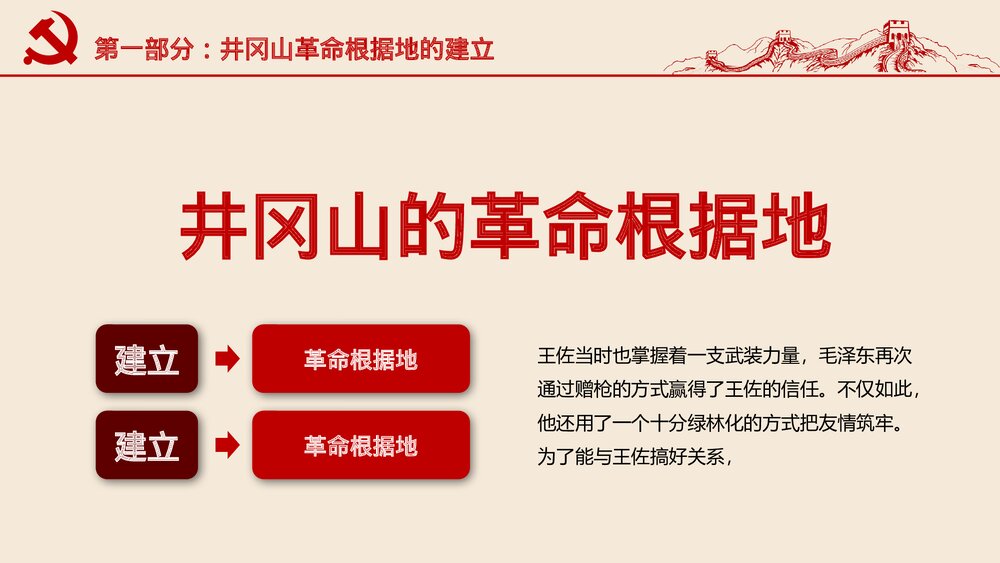 红色专题教育PPT课件:不忘井冈山精神继续前行(带内容)8