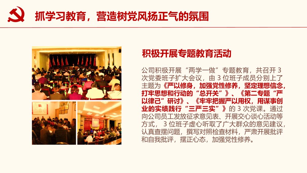 党政党建党委党支部工作汇报PPT课件(共34页带内容文字)9
