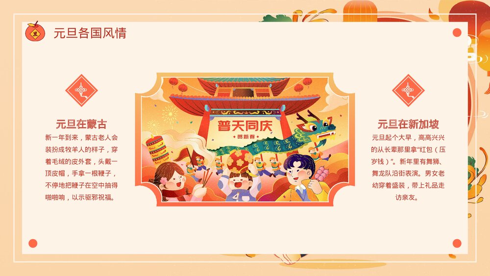 卡通中国风新年元旦主题班会PPT模板9