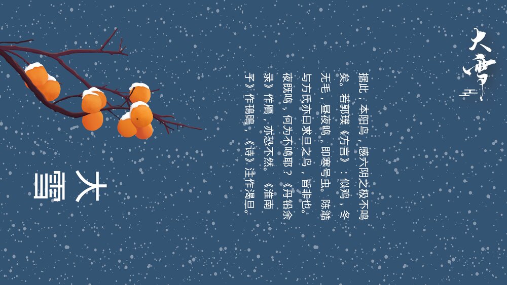国潮风梅花仙鹤背景的大雪节气介绍PPT9