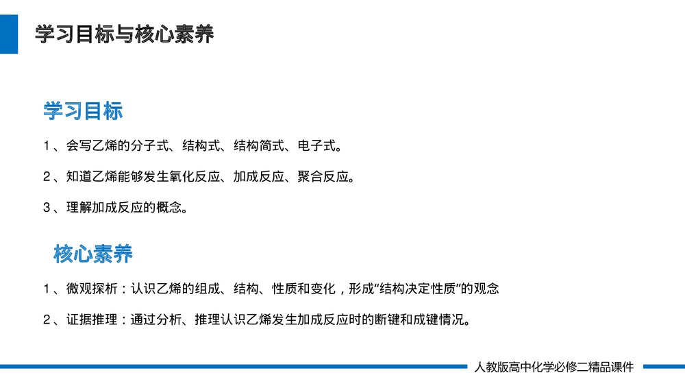 人教版高一化学必修二《乙烯与有机高分子材料》(第7.2.1课时)PPT课件2