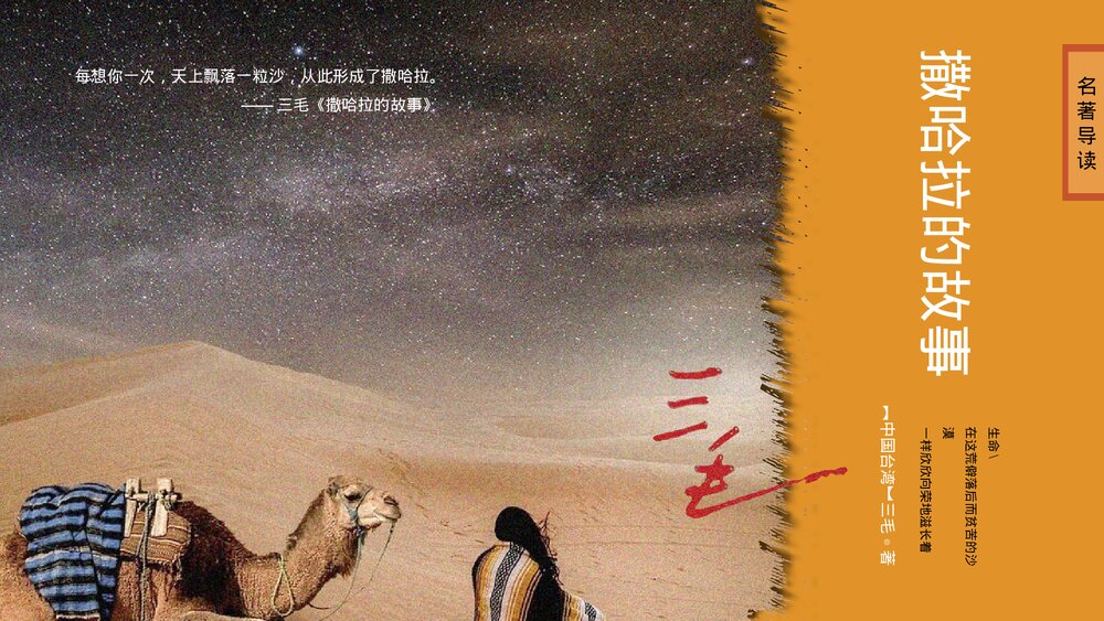 《撒哈拉的故事》名著导读好书推荐PPT课件1