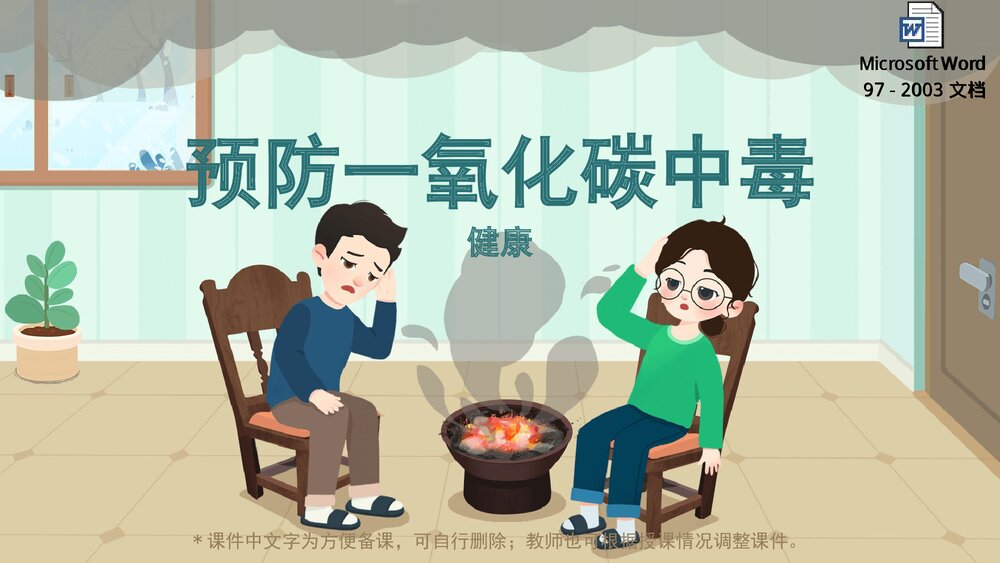 《预防一氧化碳中毒》幼儿园小中大班健康教育主题PPT课件(含word教案)1