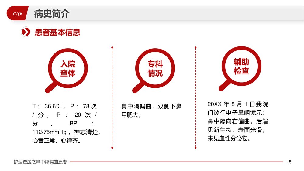 鼻中隔偏曲患者护理查房PPT课件(带内容)5
