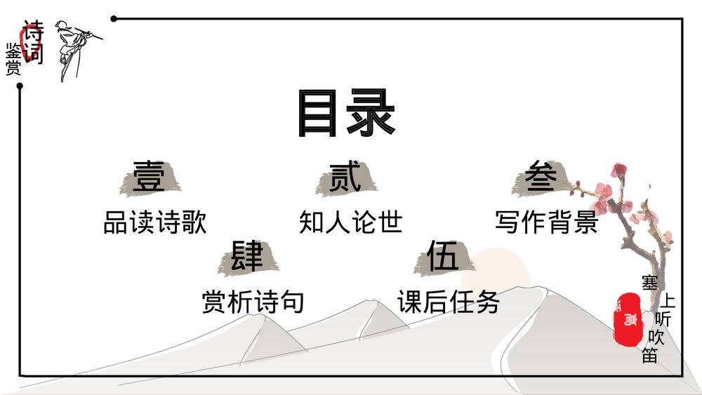 中国风语文《诗词鉴赏:塞上听吹笛》PPT教学课件2