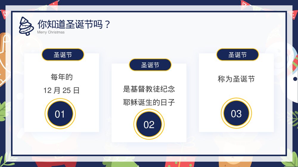 卡通风圣诞节铃儿响叮当圣诞节知识科普PPT课件5