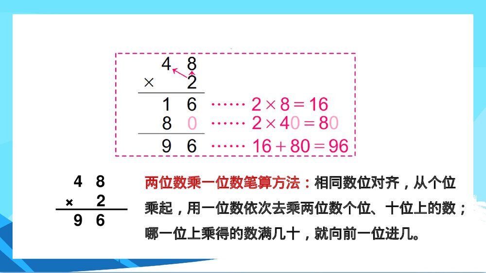 苏教版数学·三年级上册《两三位数乘一位数的笔算不连续进位》PPT课件8