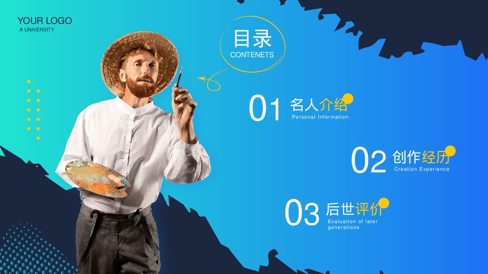 著名画家《梵高》世界名人介绍PPT课件下载2