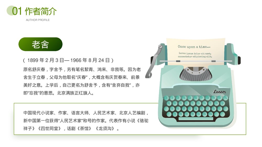 《茶馆》老舍文学小说名著道导读读书笔记PPT课件下载4