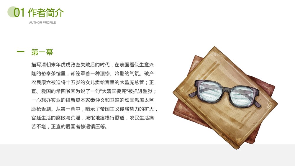 《茶馆》老舍文学小说名著道导读读书笔记PPT课件下载6