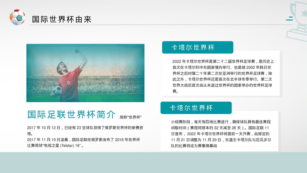 国际联足·塔尔世界杯赛事介绍PPT课件(带内容)5