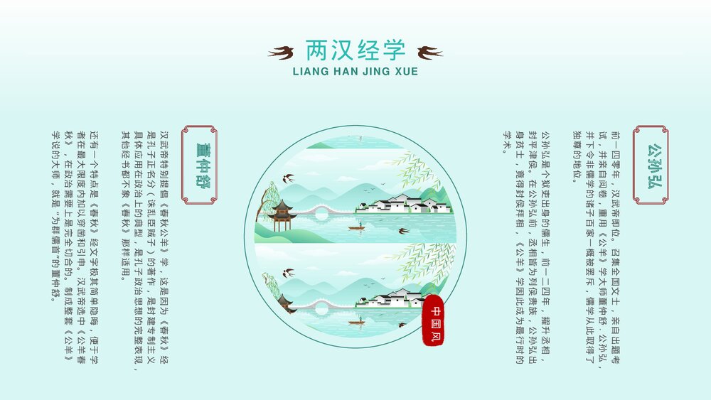 《国学传统文化》绿色中国风PPT课件下载5