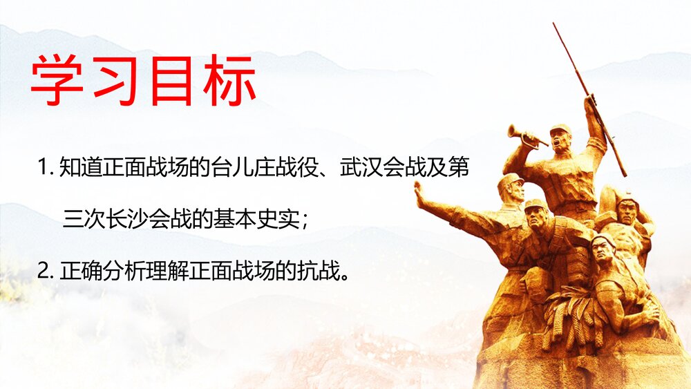 八年级上册历史课件《第20课 正面战场的抗战》初中教育教学PPT课件2