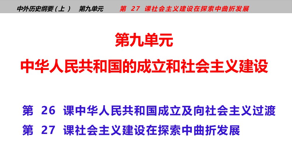 高一历史纲要上第27课《社会主义建设在探索中曲折发展》教学PPT课件1