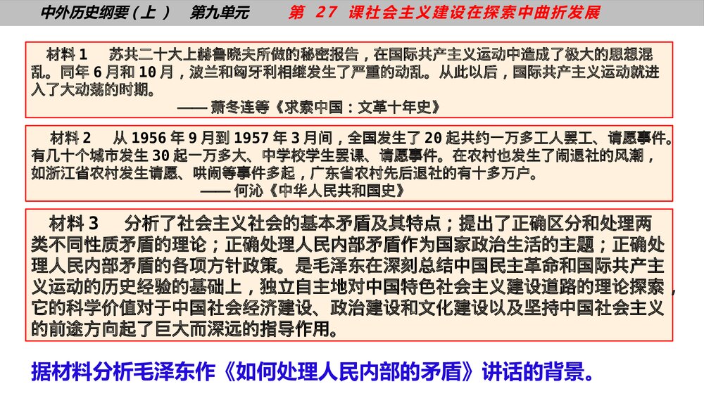 高一历史纲要上第27课《社会主义建设在探索中曲折发展》教学PPT课件9