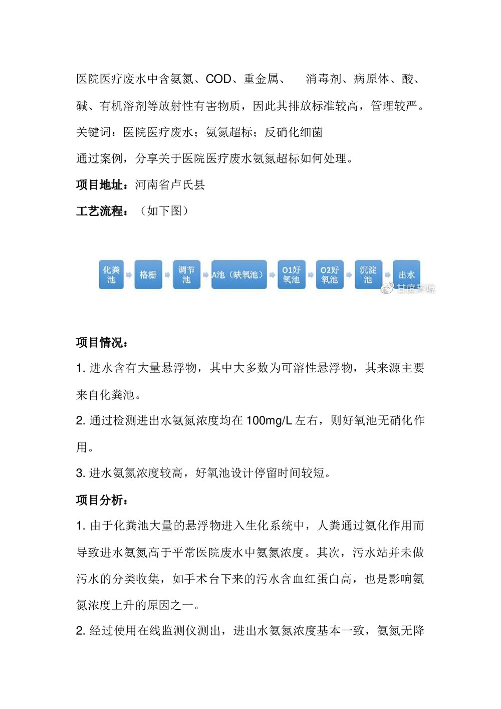 医院医疗废水氨氮超标如何处理word版1