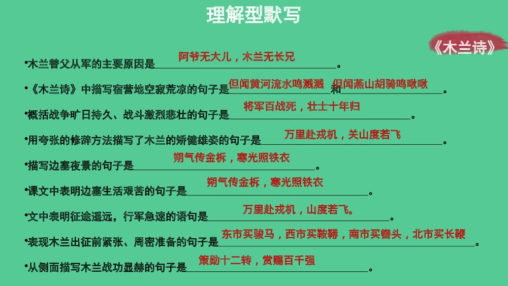 七年级语文下册专题复习PPT课件:古诗文默写5