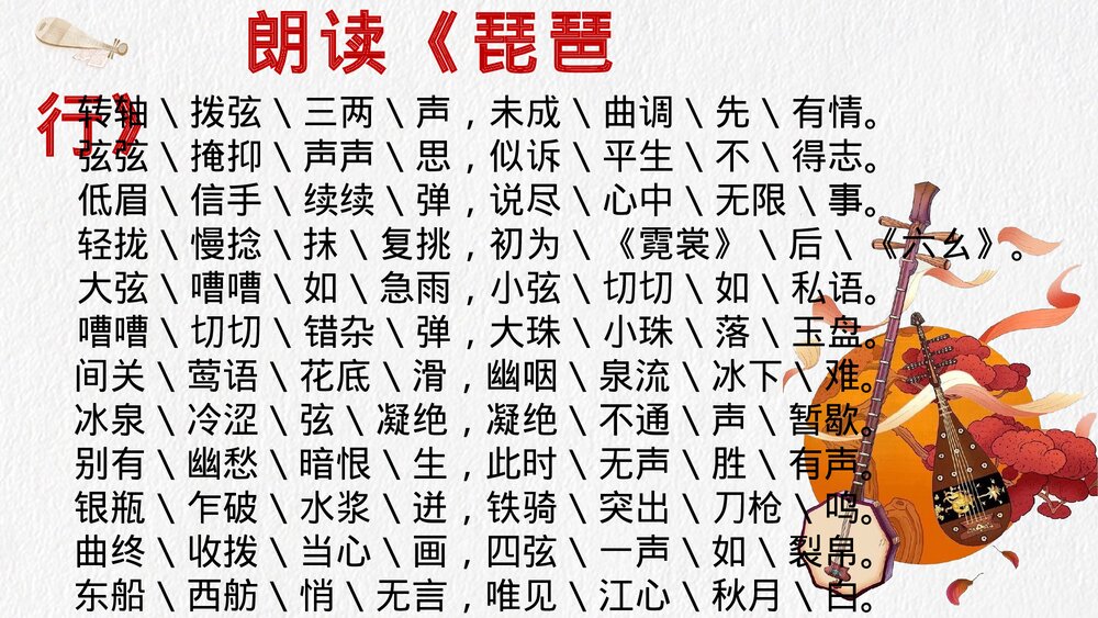 统编版高中语文选择性必修中册古诗词诵读《李凭箜篌引》《琵琶行》《听颖师弹琴》比较鉴赏课7