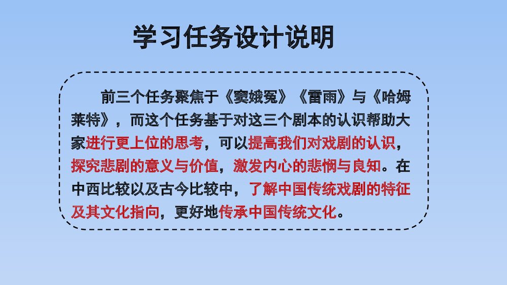 人教版部编(2019)高三语文下册必修 《学习任务四:进行专题研讨,深入认识戏剧价值》名师2