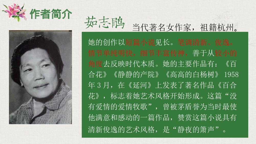 《百合花》高中语文统编版必修一PPT课件下载5
